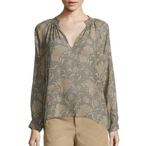 Vince Paisley Blouse in Gray and Tan